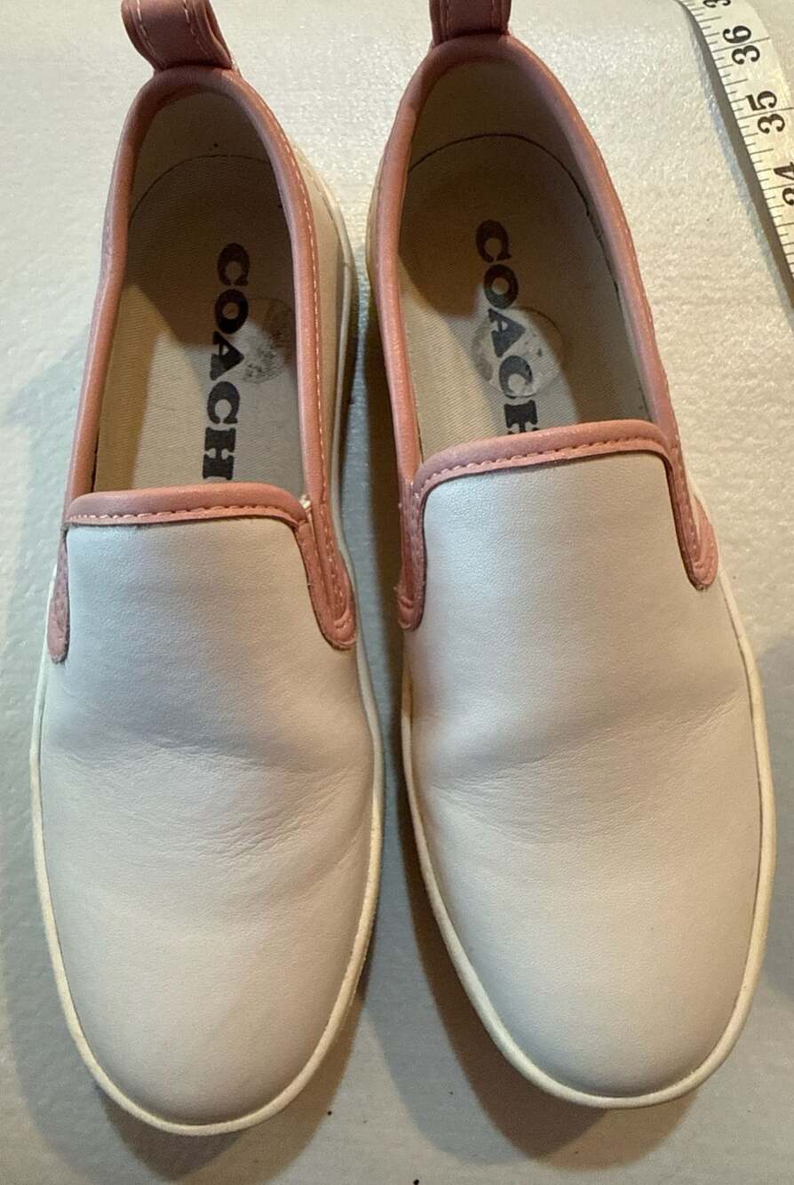 Coach Slip-On Sneaker Size 6.5B Cream And Pink Leather Shoes G5310